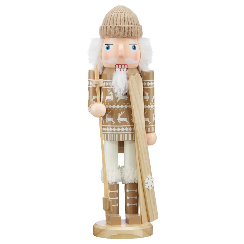 Súper Precio Cascanueces Decorativo Con Esquís Crema 35 Cm De Madera Para Decoración Navideña