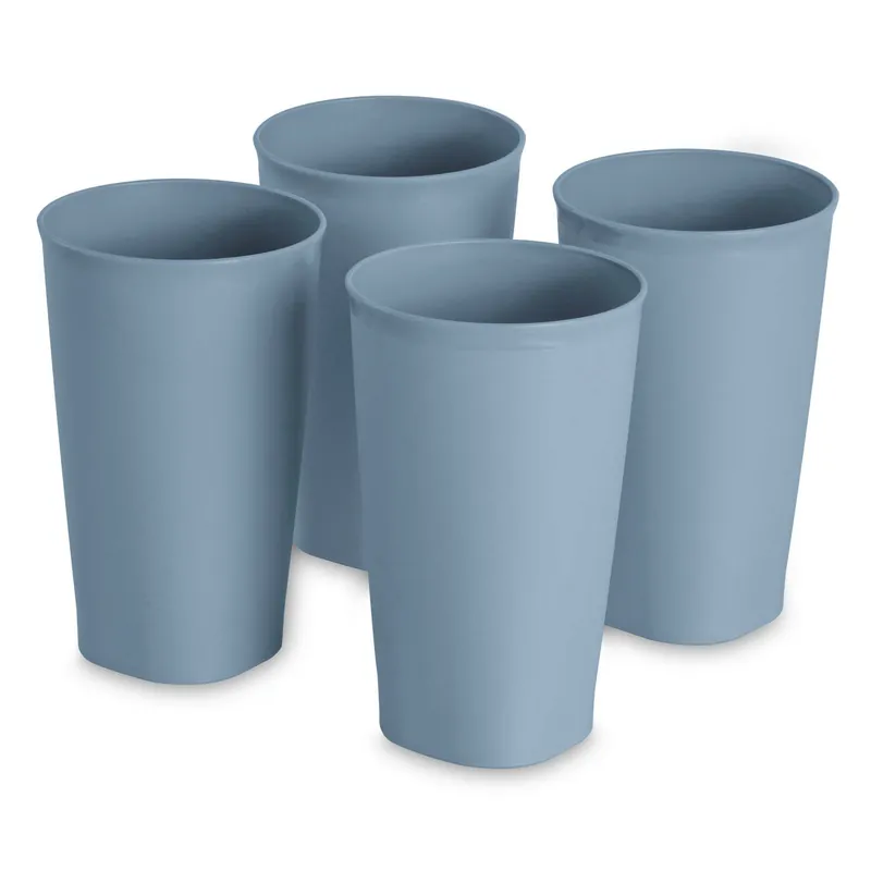 Certificado Juego de 4 vasos plásticos color azul 20 oz